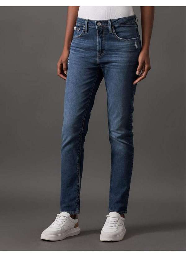 Calvin Klein Jeans - Calça Jeans Feminina Slim Filigrana Embossed Calvin Klein Jeans - Azul