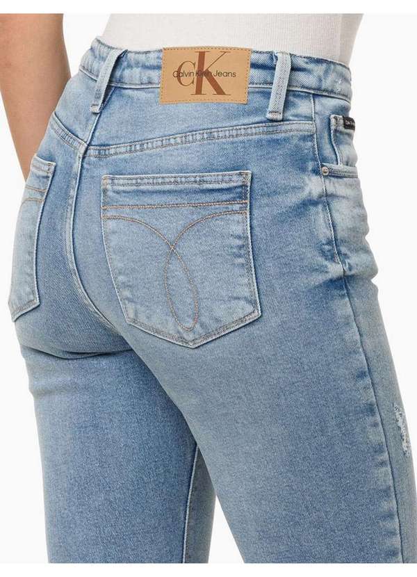 Calvin Klein Jeans - Calça Jeans Feminina Slim Recyckle Puídos - Azul Claro Azul 4
