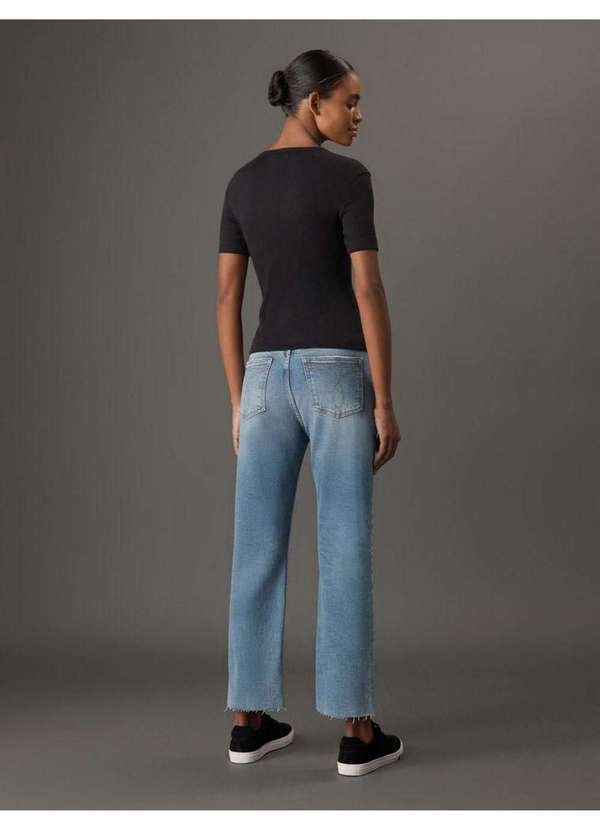 Cinza CalÃ§a Jeans Straight Feminina Calvin Klein Jeans Calça