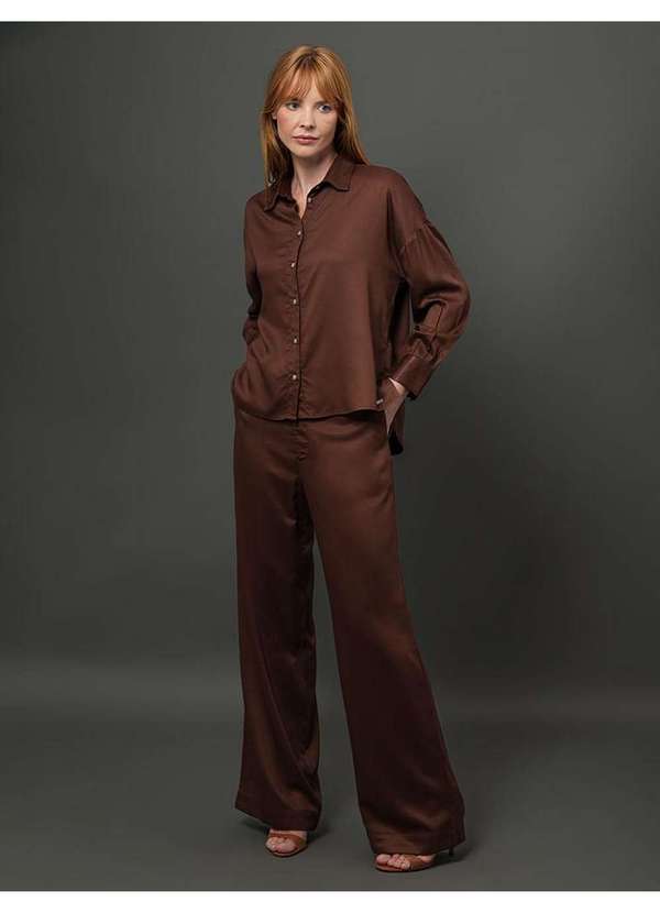 Calvin Klein Jeans - Camisa Feminina Acetinada Calvin Klein - Marrom Marrom 3