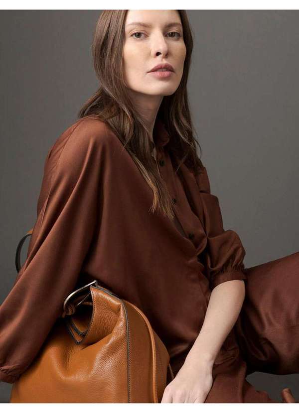 Calvin Klein Jeans - Camisa Feminina Cropped Manga Longa Calvin Klein - Marrom Marrom 5