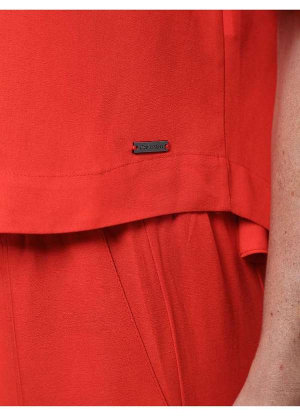 Calvin Klein Jeans - Camisa Feminina Linho Misto Calvin Klein - Vermelho Vermelho 3