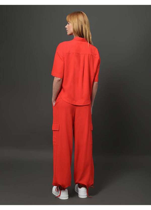 Calvin Klein Jeans - Camisa Feminina Linho Misto Calvin Klein - Vermelho Vermelho 4