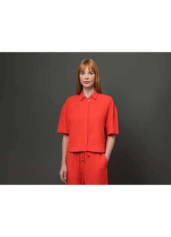 Calvin Klein Jeans - Camisa Feminina Linho Misto Calvin Klein - Vermelho Vermelho 5