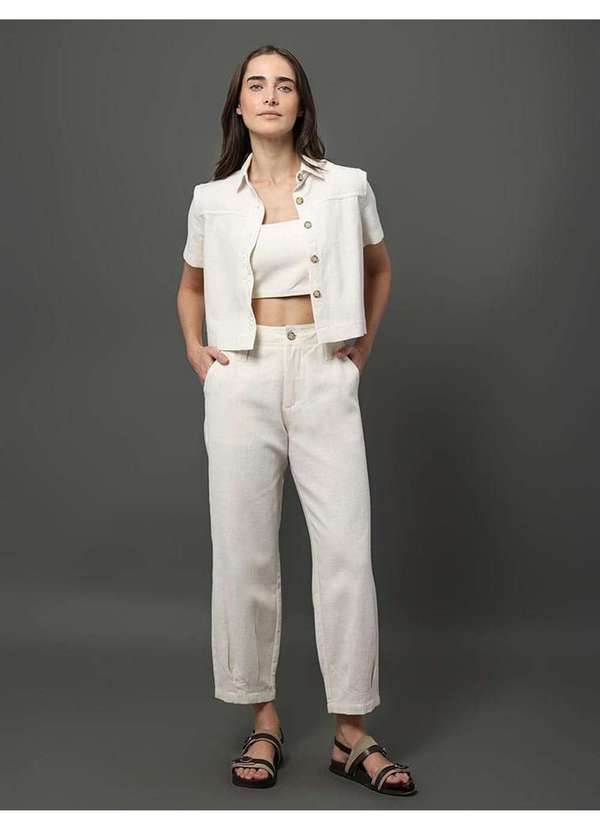 Calvin Klein Jeans - Camisa Feminina Viscolinho Calvin Klein Jeans - Branco Branco