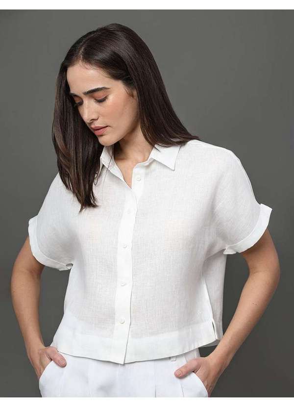 Calvin Klein Jeans - Camisa Feminino de Linho Calvin Klein - Branco Branco
