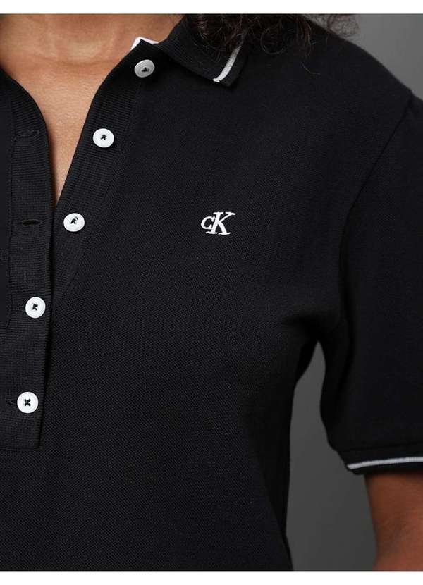 Calvin Klein Jeans - Polo Feminina Piquet Duplo Calvin Klein Jeans - Preto Preto