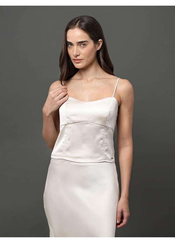 Calvin Klein Jeans - Top Feminino Acetinado Calvin Klein Jeans - Off White Branco 2