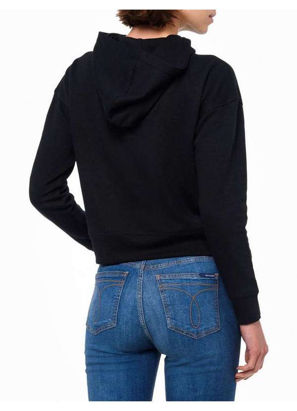 Blusa Feminina Moletom Cropped Reissue Calvin Klein Jeans Preto