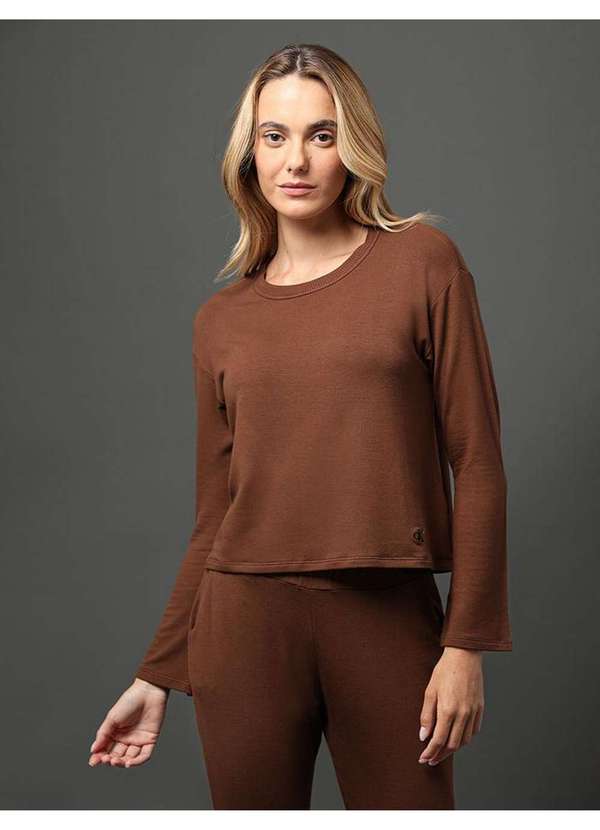 Calvin Klein Jeans - Blusão Feminino Moletinho Calvin Klein Underwear - Marrom Marrom 2