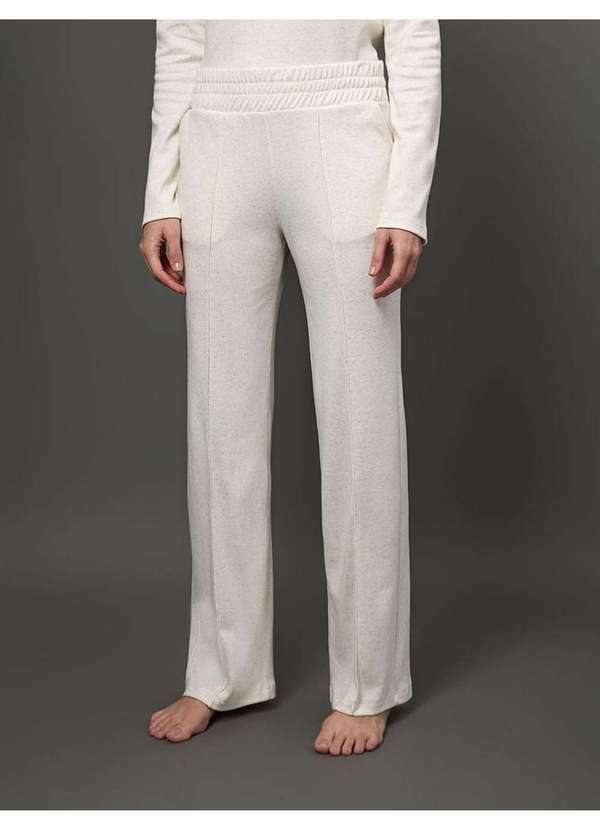 Calvin Klein Jeans - Calça Feminina Nervura Linen Calvin Klein Underwear - Off White Branco