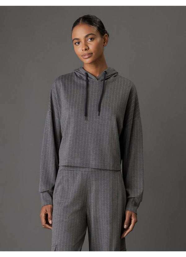 Calvin Klein Jeans - Casaco Feminino Moletom Risca de Giz Calvin Klein Jeans - Chumbo Cinza