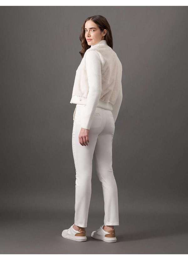 Calvin Klein Jeans Casaco Feminino Tricot Calvin Klein Jeans Off White  Branco