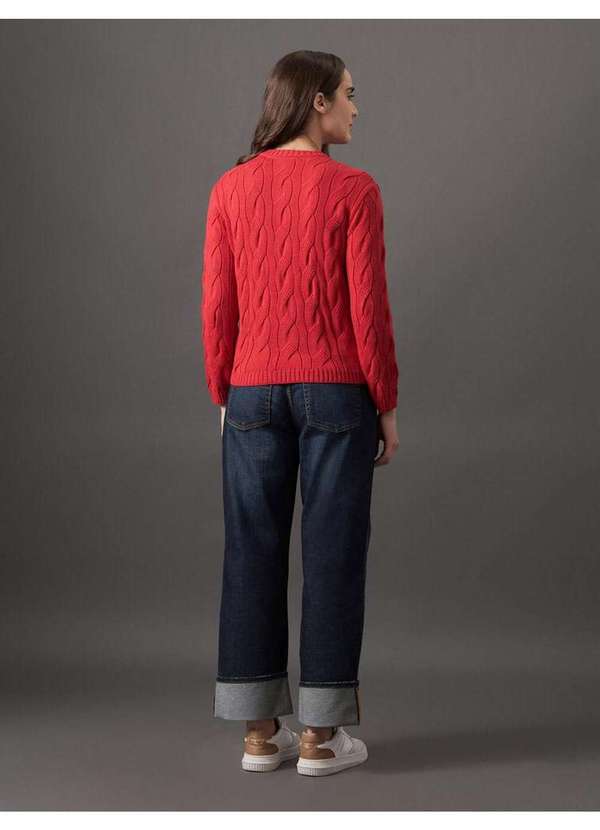 Calvin Klein Jeans Tricot Feminino Trançado Calvin Klein Jeans Vermelho  Vermelho