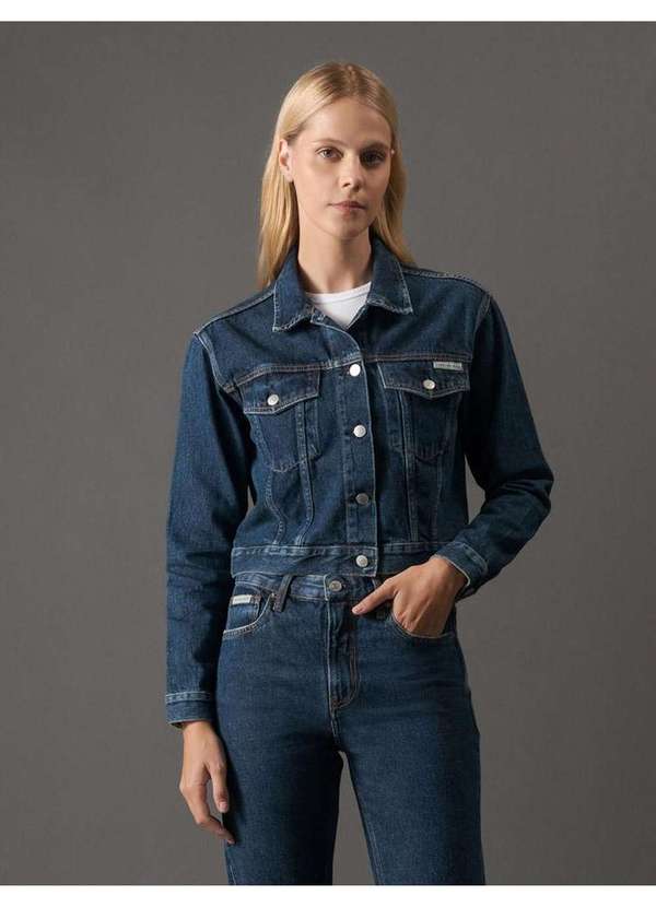 Calvin Klein Jeans - Jaqueta Jeans Feminina Trucker Curta Calvin Klein Jeans - Marinho Azul