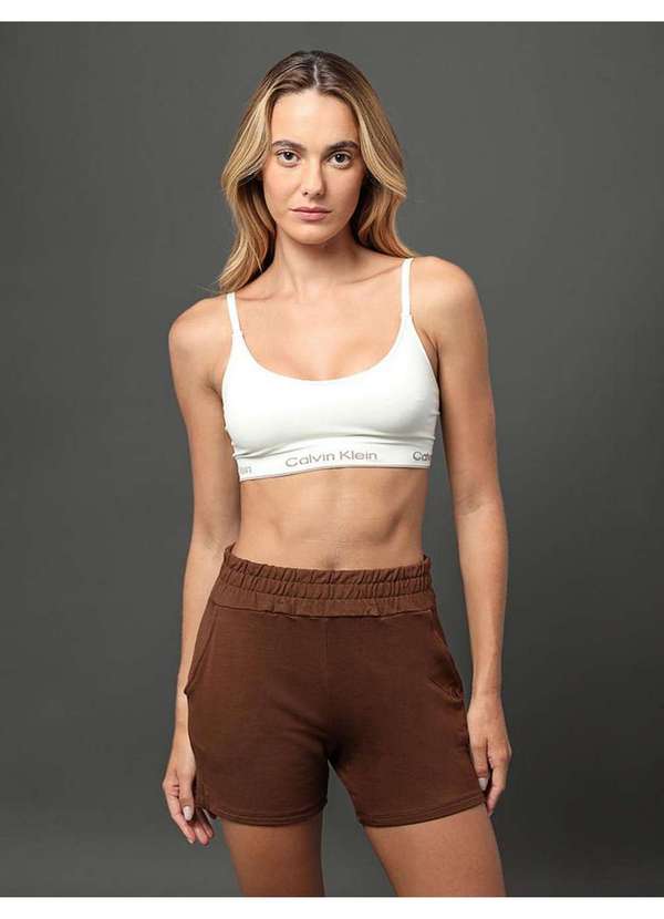 Calvin Klein Jeans - Shorts Feminino Fendas Moletinho Calvin Klein Underwear - Marrom Marrom