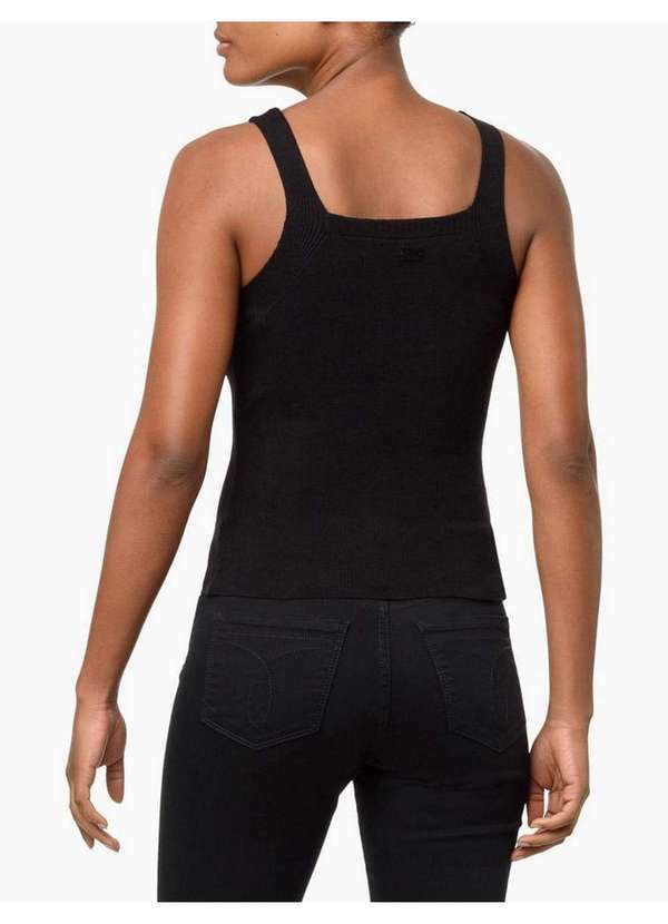 Calvin Klein Jeans - Top Feminino Tricot Cropped Calvin Klein Jeans - Preto Preto