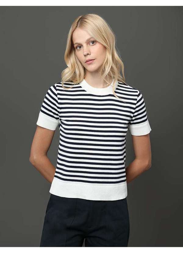 Calvin Klein Jeans - Top Feminino Tricot Listrado Calvin Klein - Marinho Azul