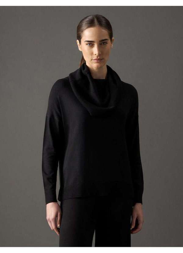 Calvin Klein Jeans - Tricot Feminino Gola Alta Calvin Klein - Preto Preto 1