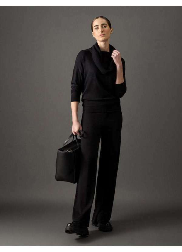 Calvin Klein Jeans - Tricot Feminino Gola Alta Calvin Klein - Preto Preto 5