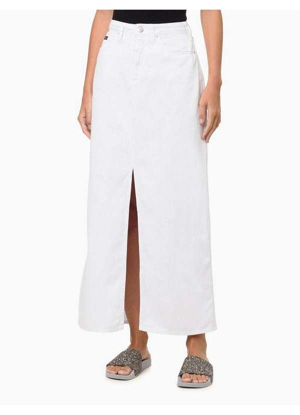 Calvin Klein Jeans - Saia Feminina Longa 5 Pockets Calvin Klein Jeans - Branco Branco 2