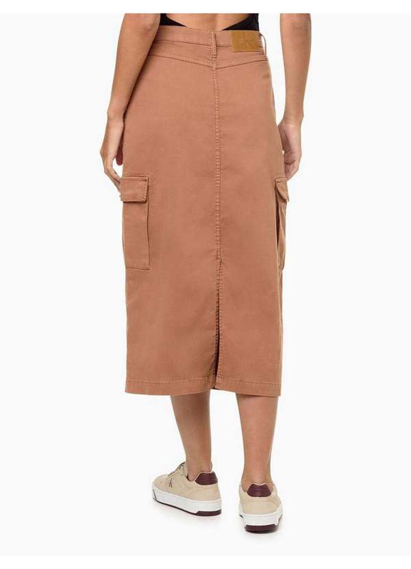 Calvin Klein Jeans - Saia Feminina Midi Cargo Calvin Klein Jeans - Caqui Medio Bege 3