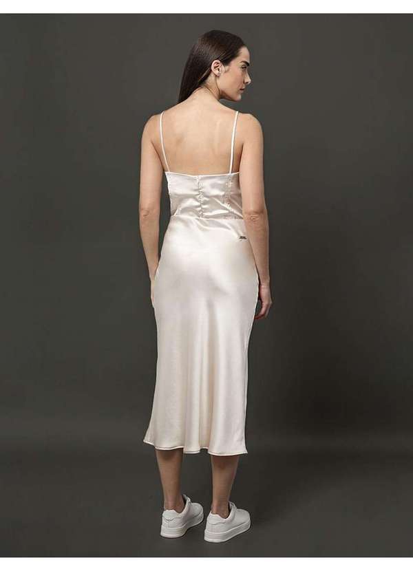 Calvin Klein Jeans - Saia Midi Acetinada Calvin Klein Jeans - Off White Branco 2