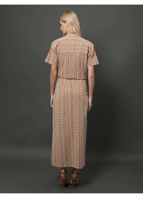 Calvin Klein Jeans - Saia Midi de Laise Calvin Klein - Caqui Medio Bege 4