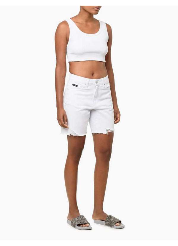 Calvin Klein Jeans - Bermuda Feminina Color Alongada Calvin Klein Jeans - Branco Branco 1