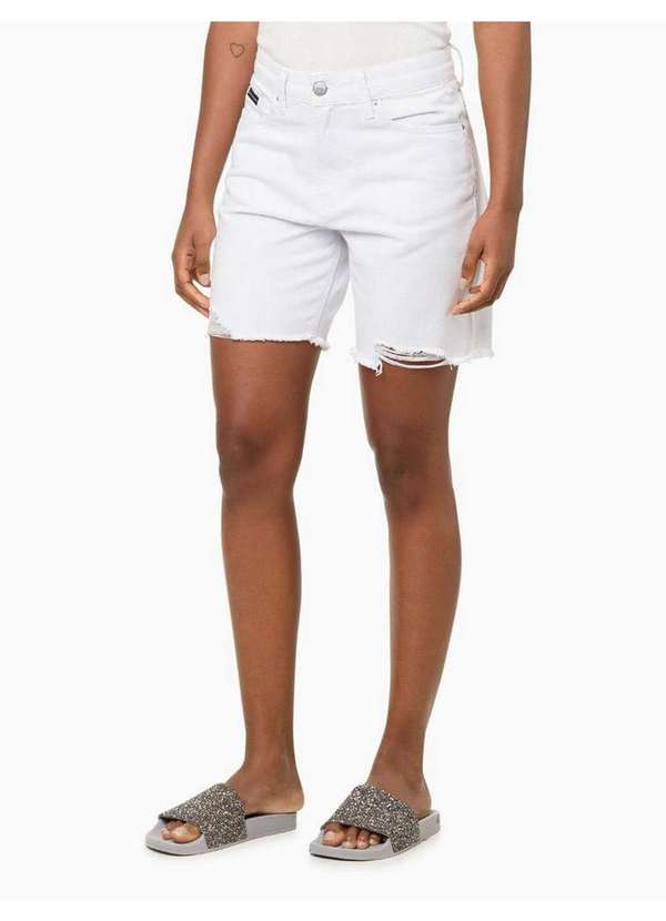 Calvin Klein Jeans - Bermuda Feminina Color Alongada Calvin Klein Jeans - Branco Branco 4