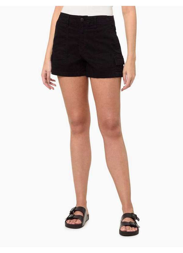 Calvin Klein Jeans - Shorts Feminino Color Cintura Alta Cargo Calvin Klein Jeans - Pre Preto 1