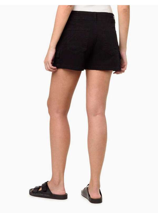 Calvin Klein Jeans - Shorts Feminino Color Cintura Alta Cargo Calvin Klein Jeans - Pre Preto 3