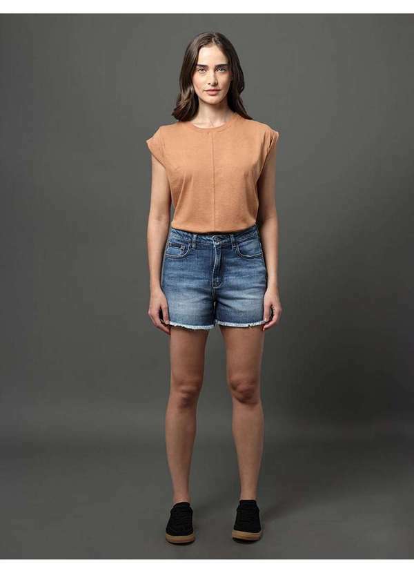 Calvin Klein Jeans - Shorts Jeans Feminino Barra Desfiada Calvin Klein Jeans - Azul Mé Azul