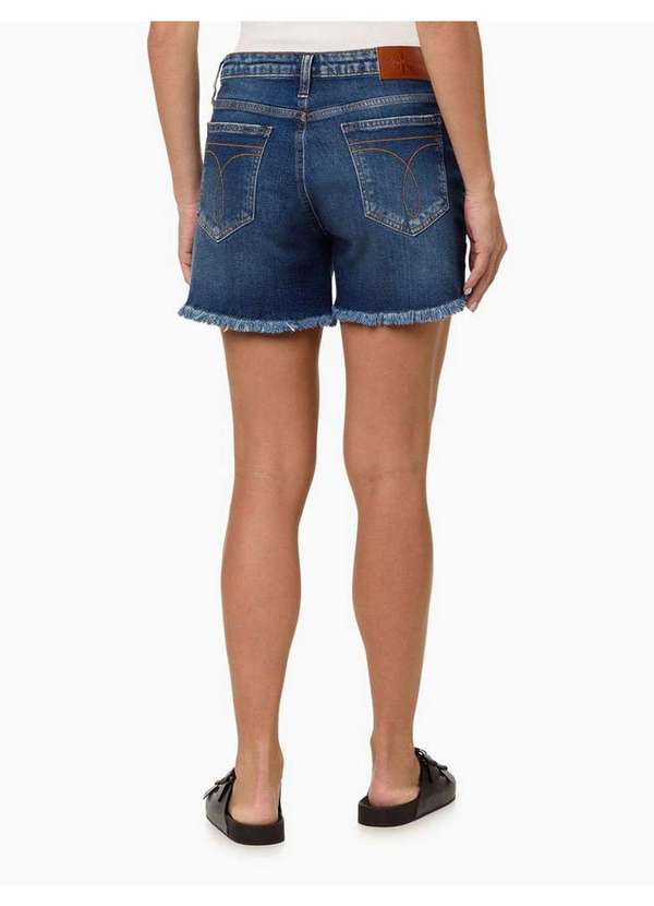 Calvin Klein Jeans - Shorts Jeans Feminino Barras Desfiadas Calvin Klein Jeans - Marin Azul