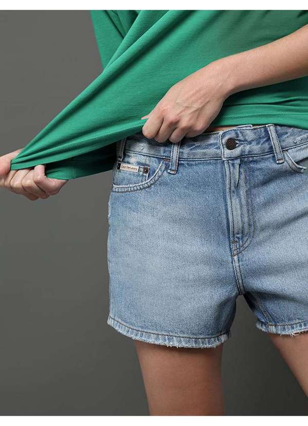 Calvin Klein Jeans - Shorts Jeans Feminino Boy 5 Pockets Calvin Klein Jeans - Azul Cla Azul 5