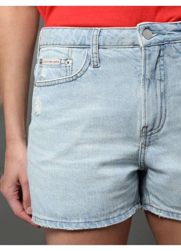 Calvin Klein Jeans - Shorts Jeans Feminino Cintura Alta Calvin Klein Jeans - Azul Clar Azul