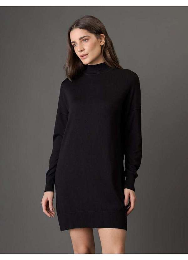 Calvin Klein Jeans - Vestido Feminino Curto de Tricot Calvin Klein Jeans - Preto Preto