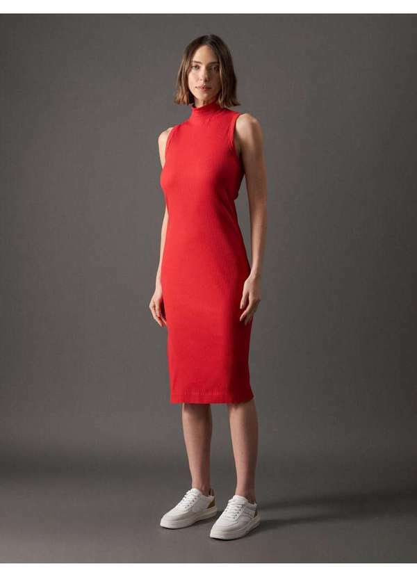 Calvin Klein Jeans - Vestido Feminino Gola Alta Calvin Klein Jeans - Vermelho Vermelho