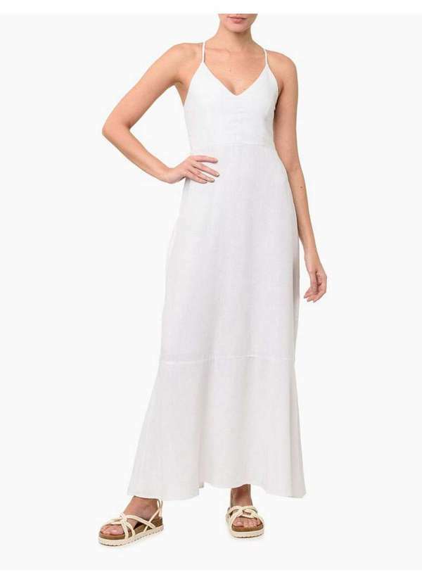 Calvin Klein Jeans - Vestido Feminino Longo - Branco Branco