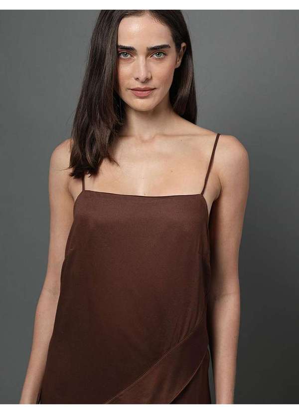 Calvin Klein Jeans - Vestido Feminino Longo com Faixa Frontal Calvin Klein - Marrom Marrom 3