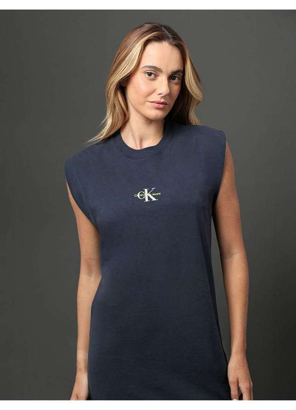 Calvin Klein Jeans - Vestido Feminino Malha Muscle Tee Calvin Klein Jeans - Marinho Azul
