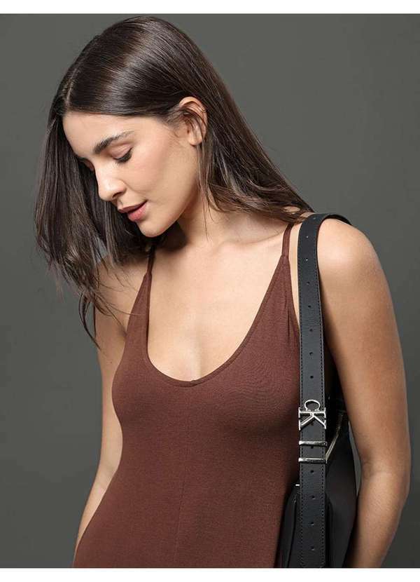 Calvin Klein Jeans - Vestido Feminino Malha Tricot Calvin Klein Jeans - Marrom Marrom