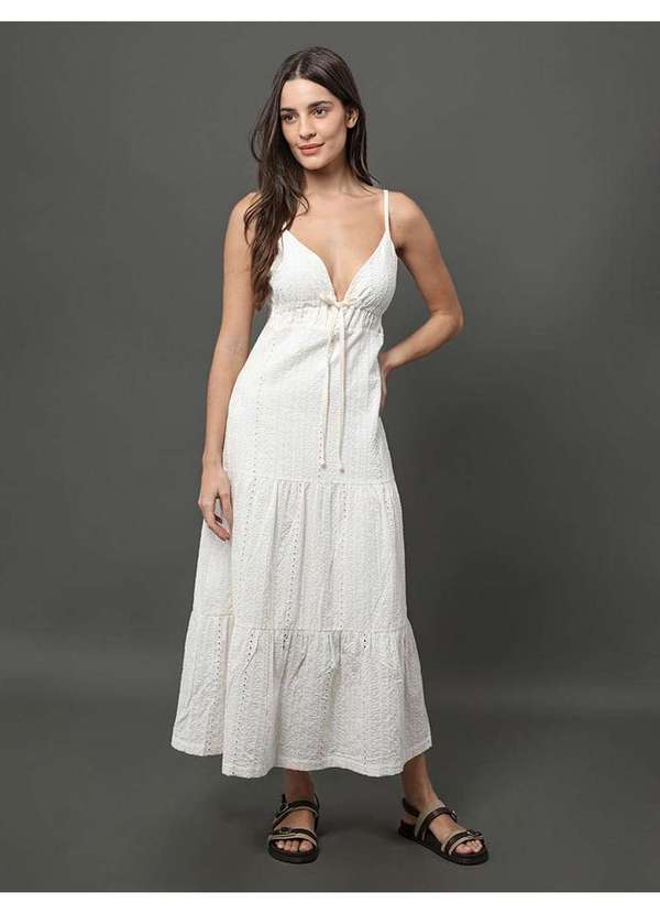 Calvin Klein Jeans - Vestido Feminino Midi de Laise Calvin Klein Jeans - Branco Branco 2