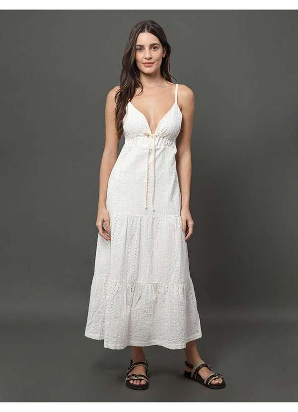 Calvin Klein Jeans - Vestido Feminino Midi de Laise Calvin Klein Jeans - Branco Branco 4