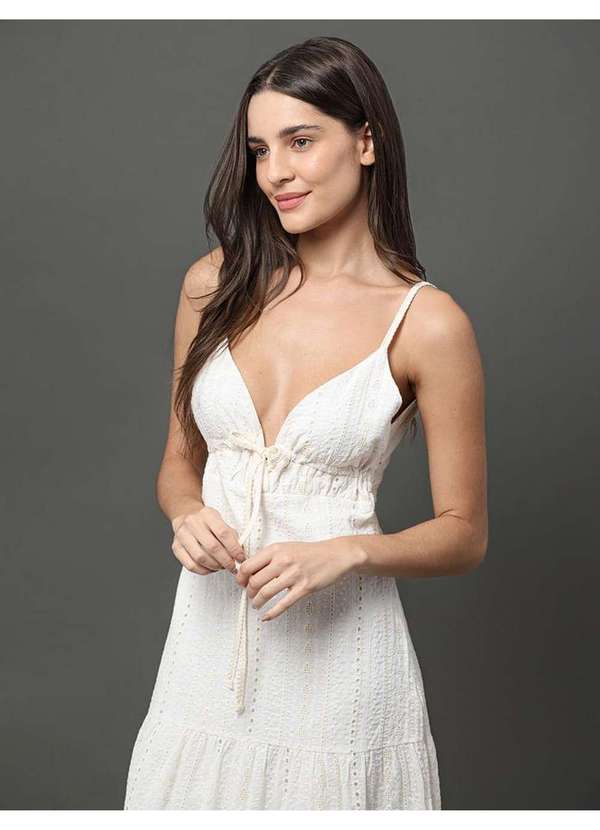 Calvin Klein Jeans - Vestido Feminino Midi de Laise Calvin Klein Jeans - Branco Branco 5