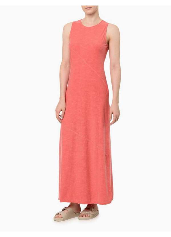Calvin Klein Jeans - Vestido Feminino Recortes - Melancia Vermelho 2