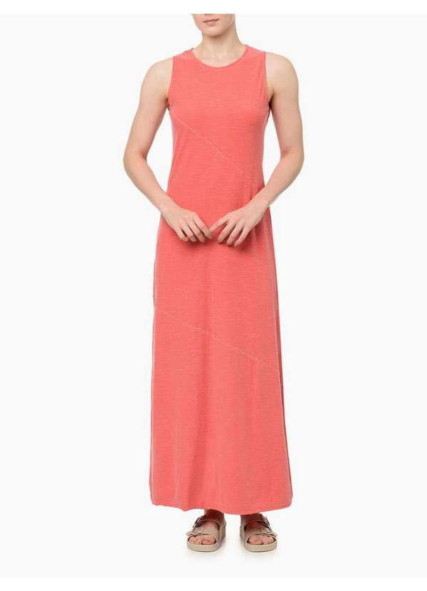 Calvin Klein Jeans - Vestido Feminino Recortes - Melancia Vermelho 3