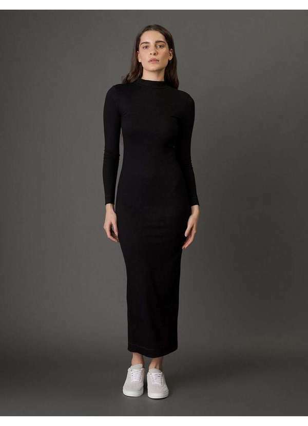Calvin Klein Jeans - Vestido Feminino Trançador Manga Longa Calvin Klein Jeans - Preto Preto