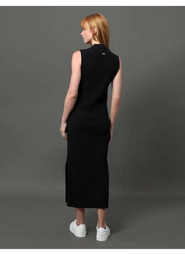 Calvin Klein Jeans - Vestido Feminino Tricot Canelado Calvin Klein - Preto Preto