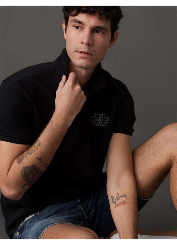 Calvin Klein Jeans - Bermuda Jeans Masculina 5 Pockets Calvin Klein Jeans - Azul Médio Azul 5